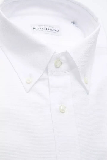 Robert Friedman Elegant White Cotton Button-Down Shirt