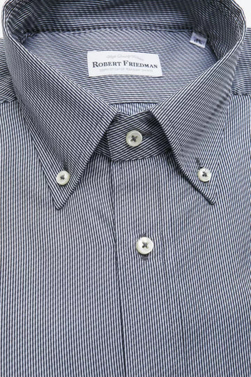 Robert Friedman Elegant Blue Cotton Button-Down Shirt