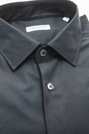 Robert Friedman Elegant Medium Slim Collar Black Shirt