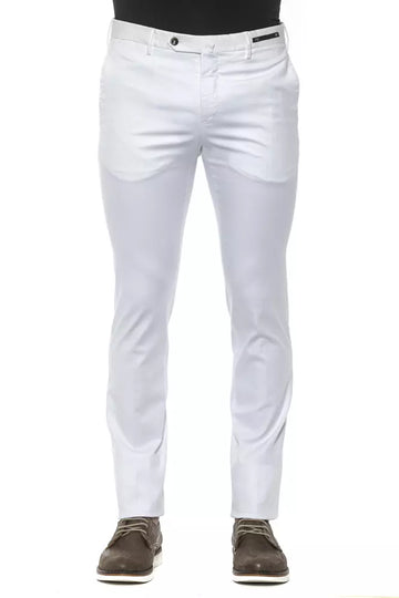 PT Torino Chic Super Slim White Trousers for Men