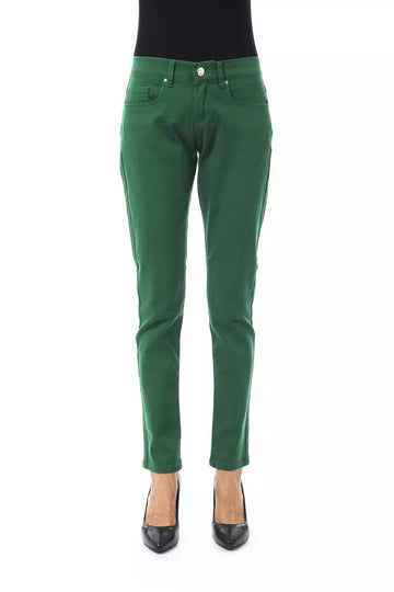 BYBLOS Chic Green Slim Fit Cotton Pants