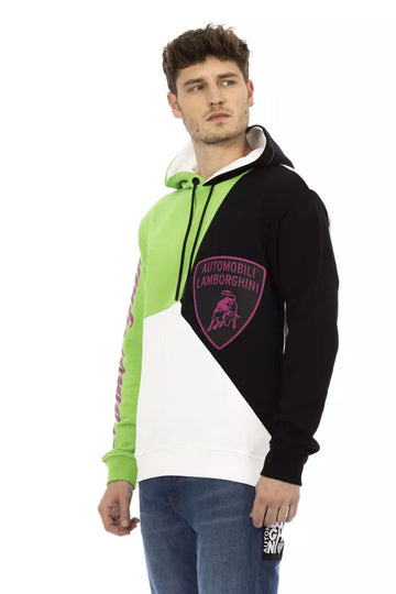 Automobili Lamborghini Sleek White Hooded Cotton Sweatshirt