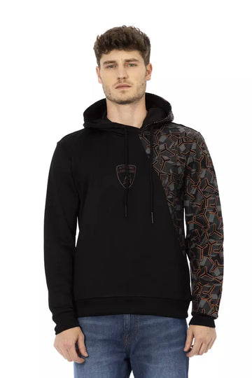 Automobili Lamborghini Sleek Black Cotton Hooded Sweatshirt