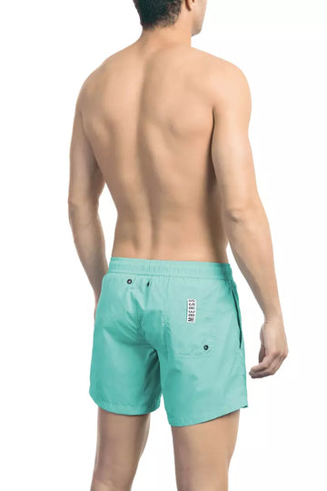 Bikkembergs Chic Light Blue Tape-Trim Swim Shorts