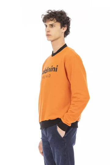 Baldinini Trend Orange Cotton Fleece Hoodie with Front Logo