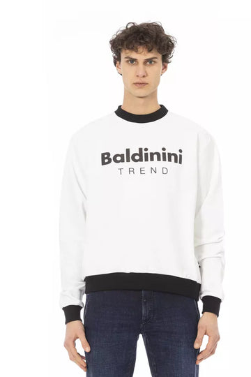 Baldinini Trend Chic White Cotton Fleece Hoodie with Front Logo