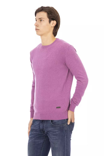 Baldinini Trend Elegant Purple Wool-Blend Crewneck Sweater