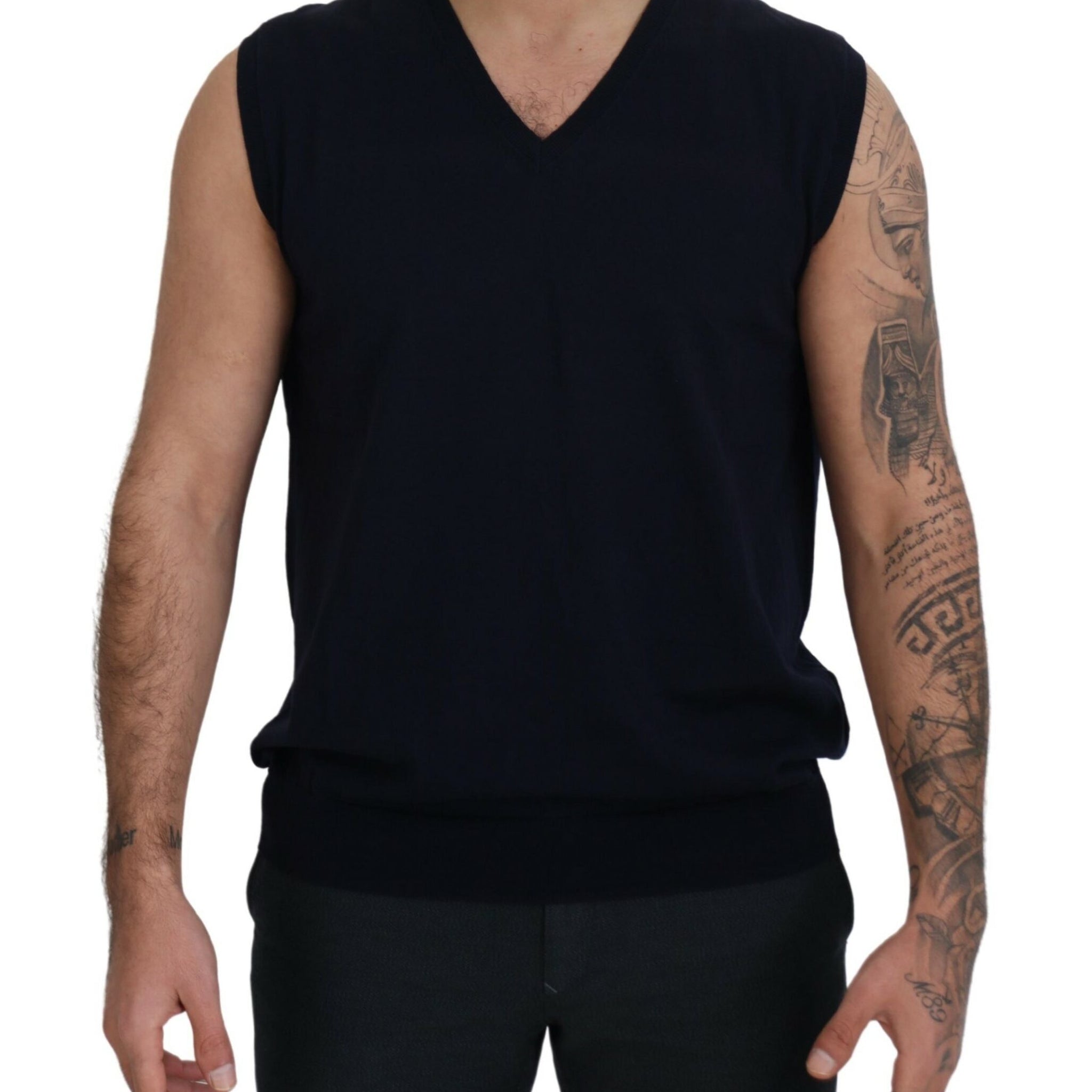 Paolo Pecora Milano Sleek Black V-Neck Sleeveless Tank