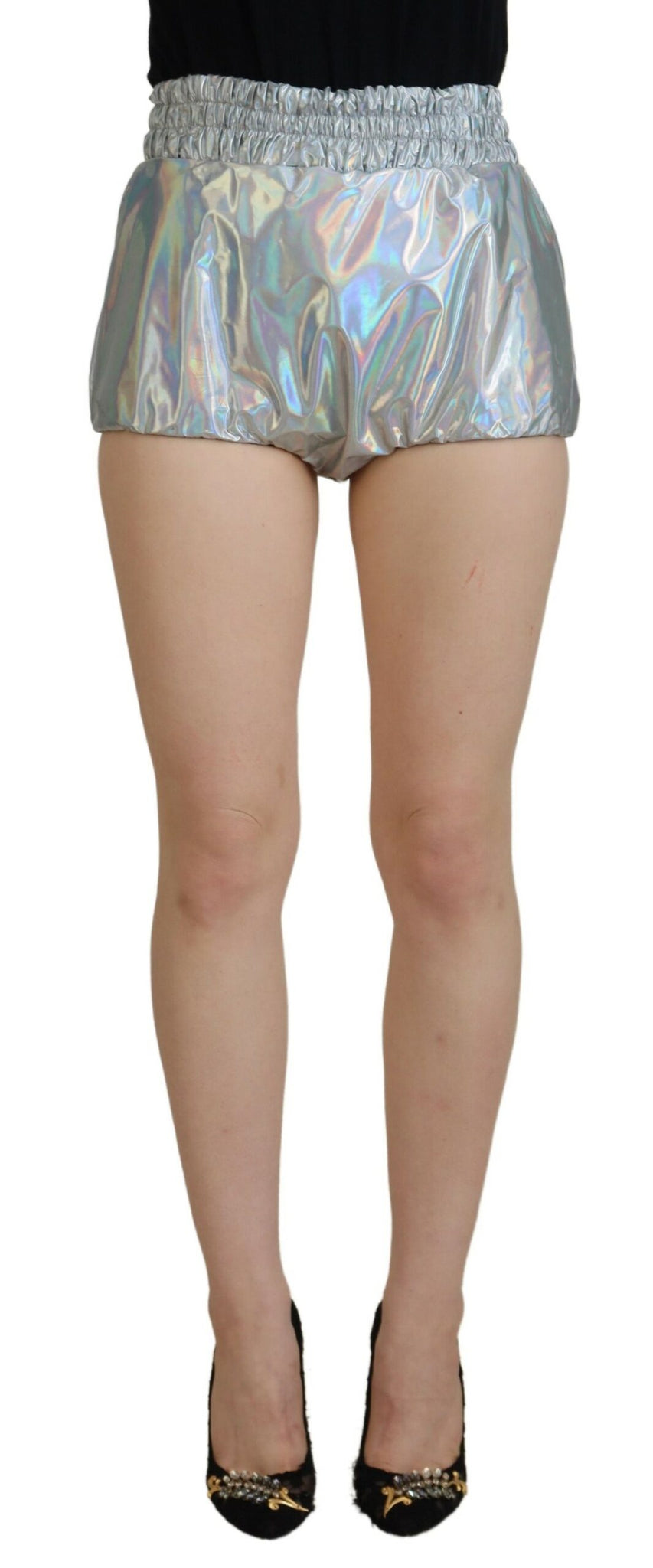 Dolce & Gabbana Elevated Elegance Silver High Waist Shorts