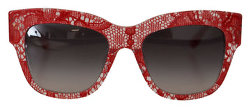 Dolce & Gabbana Elegant Red Lace Detail Sunglasses