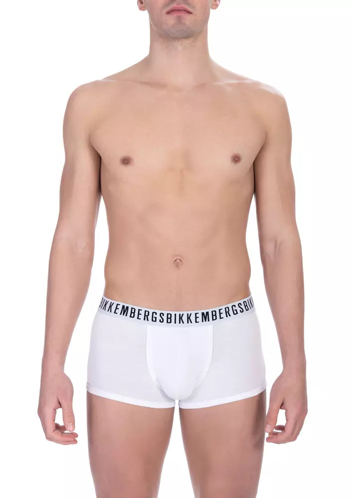 Bikkembergs White Cotton Men Underwear Trunk Bi-Pack