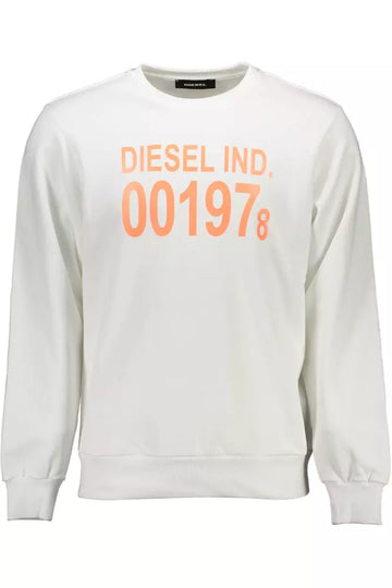 Diesel Crisp White Printed Cotton Sweatshirt