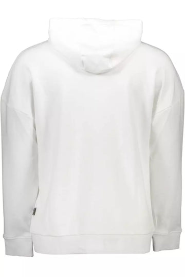 Plein Sport Sleek White Hooded Sweatshirt with Bold Prints