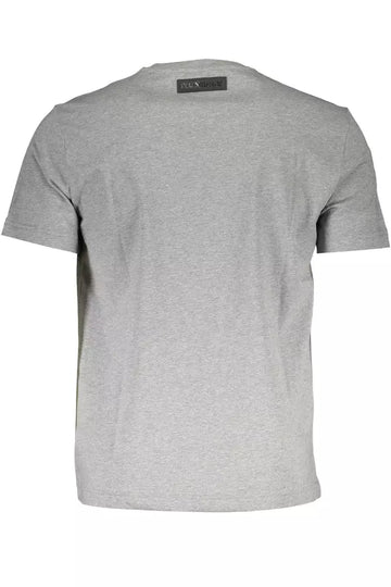 Plein Sport V-Neck Printed Logo Tee in Gray