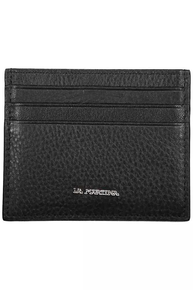 La Martina Black Leather Men Wallet