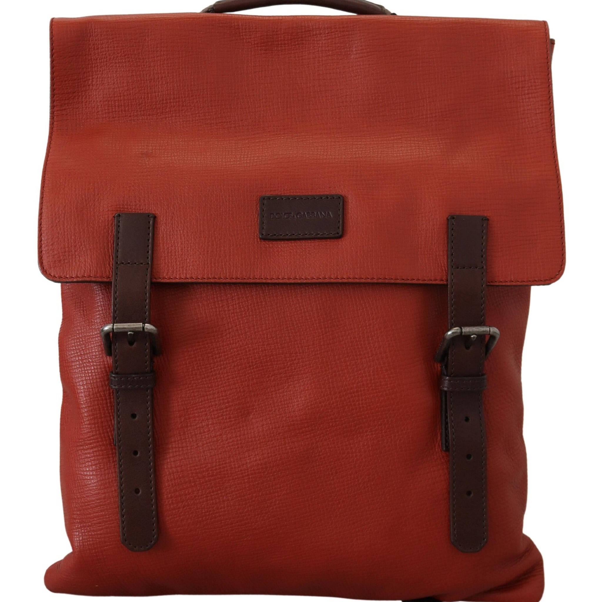 Dolce & Gabbana Elegant Calfskin Leather Backpack in Orange