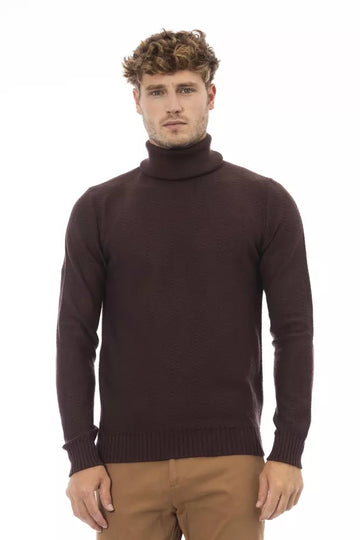 Alpha Studio Brown Merino Wool Men Sweater