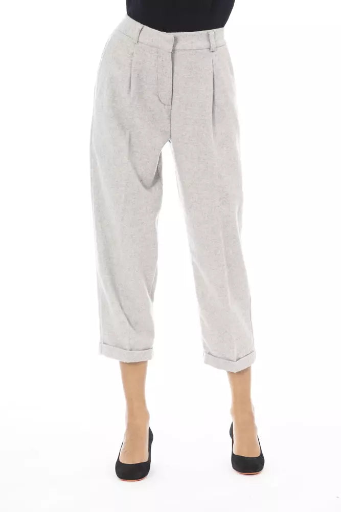 Alpha Studio Gray Wool Women Pant