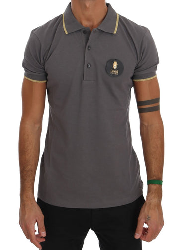 Roberto Cavalli Elegant Grey Cotton Polo Shirt