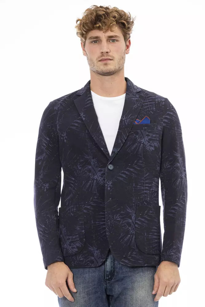 Distretto12 Sleek Blue Cotton Blend Fabric Jacket