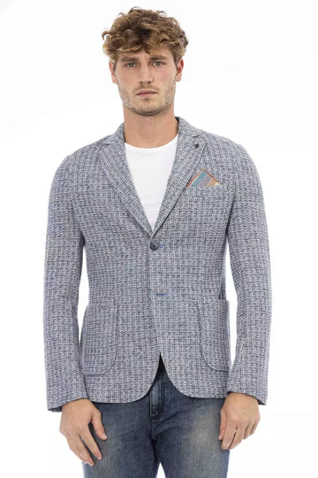 Distretto12 Elegant Cotton-Linen Blend Blue Jacket