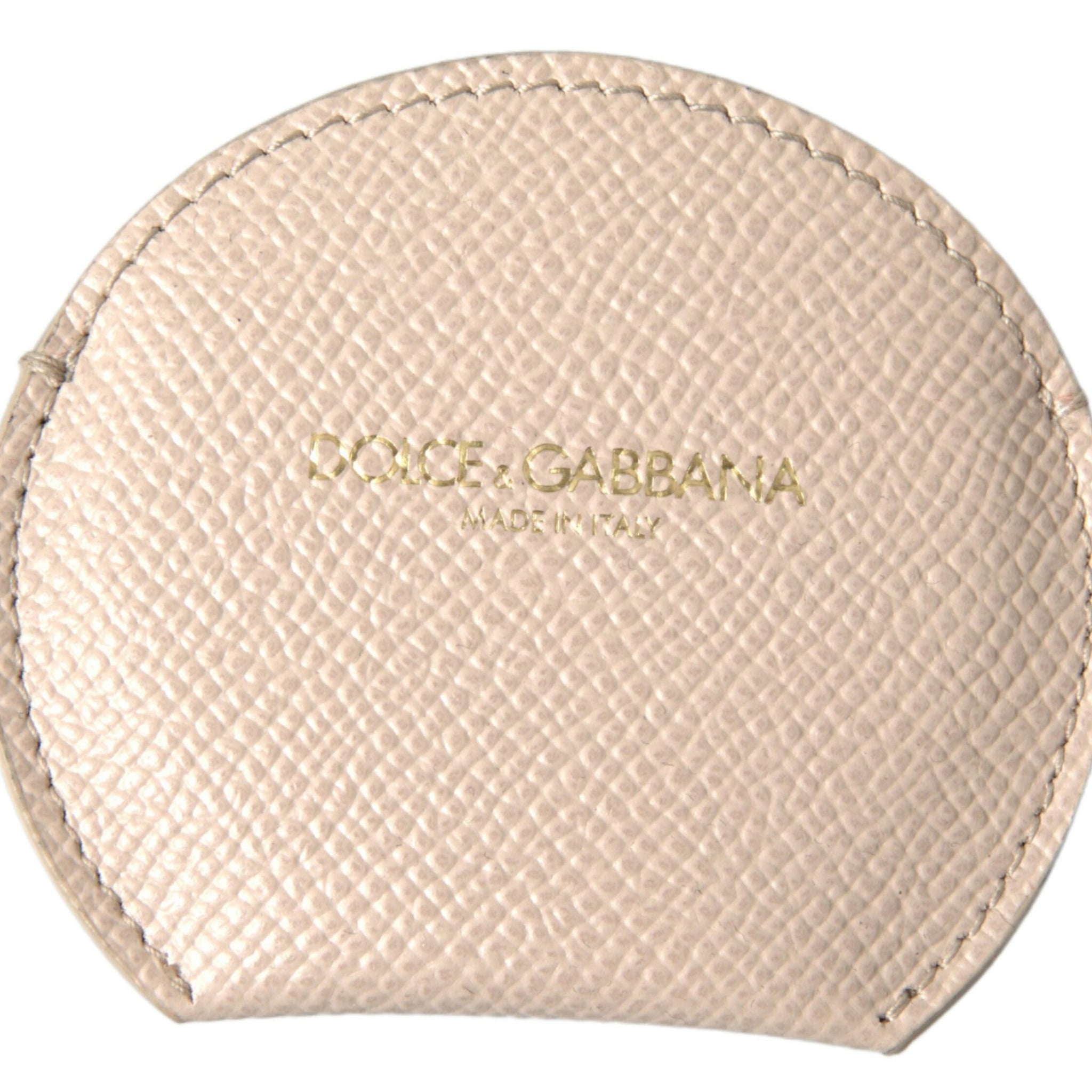 Dolce & Gabbana Elegant Calfskin Leather Hand Mirror Holder