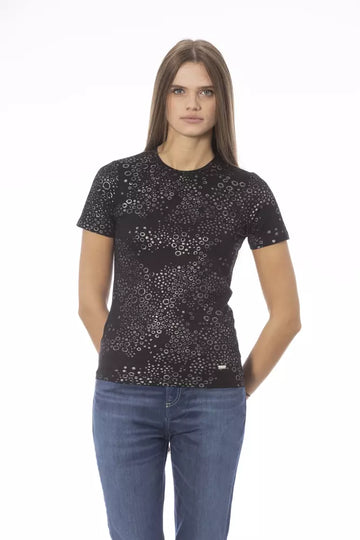 Baldinini Trend Elegant Monogram Patterned Crew Neck Tee