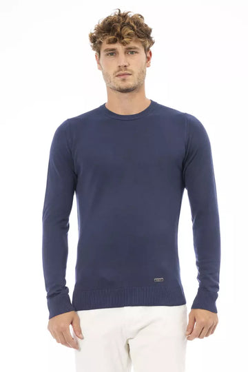 Baldinini Trend Elegant Blue Crew Neck Cashmere Blend Sweater