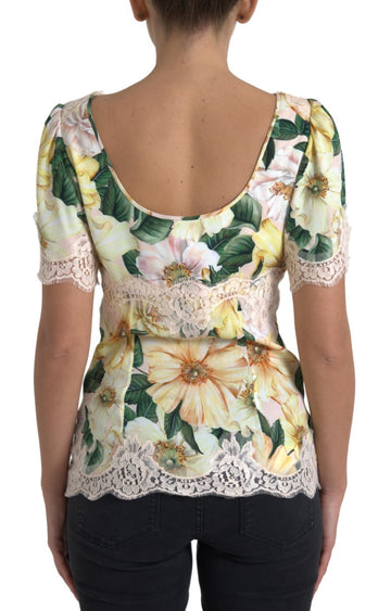 Dolce & Gabbana Elegant Floral Print Silk Blouse