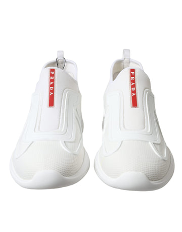 Prada Elevate Your Style with Sleek White Knit Sneakers