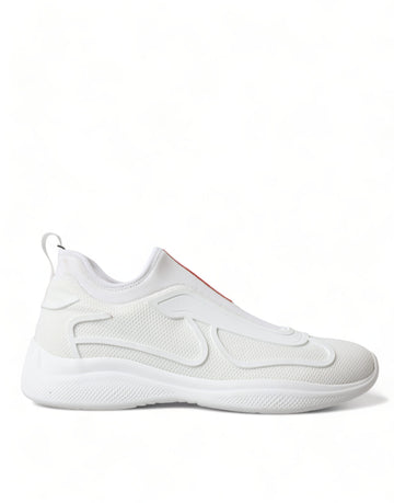 Prada Elevate Your Style with Sleek White Knit Sneakers