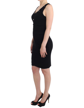 Roccobarocco Elegant Black Sheath Knee-Length Dress