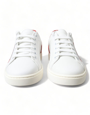 Dolce & Gabbana Chic White Leather Sneakers with Red Accents