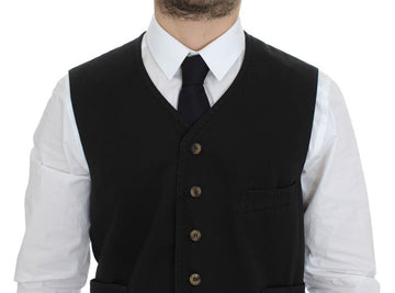 Dolce & Gabbana Elegant Black Cotton Blend Dress Vest