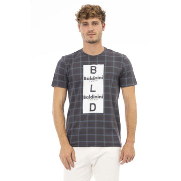 Baldinini Trend Chic Gray Cotton Tee with Elegant Front Print