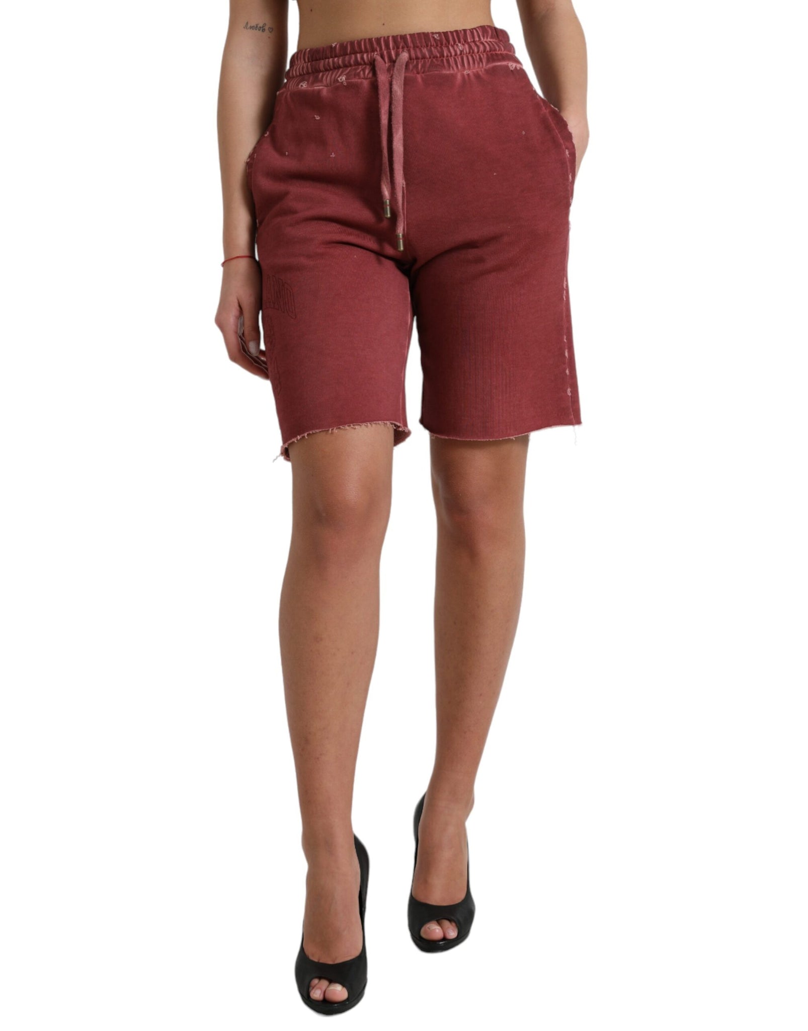 Dolce & Gabbana Chic Maroon High-Waist Designer Sweatshorts