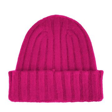 Made in Italy Fuchsia Ribbed Cashmere Beanie