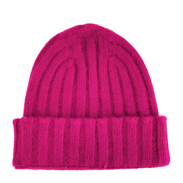 Made in Italy Fuchsia Ribbed Cashmere Beanie