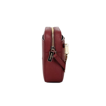 Michael Kors Jet Set East West Large Dark Cherry Leather Zip Chain Crossbody Bag