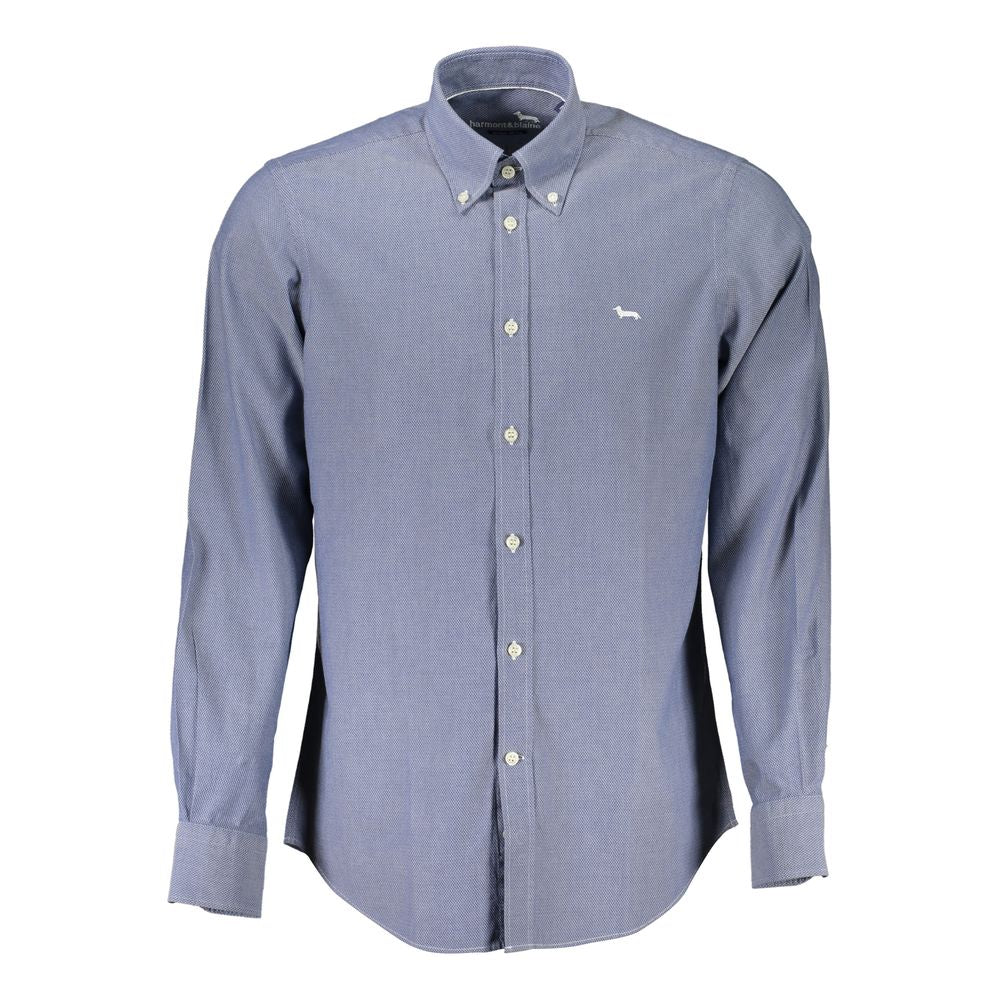 Harmont & Blaine Elegant Blue Button-Down Organic Cotton Shirt