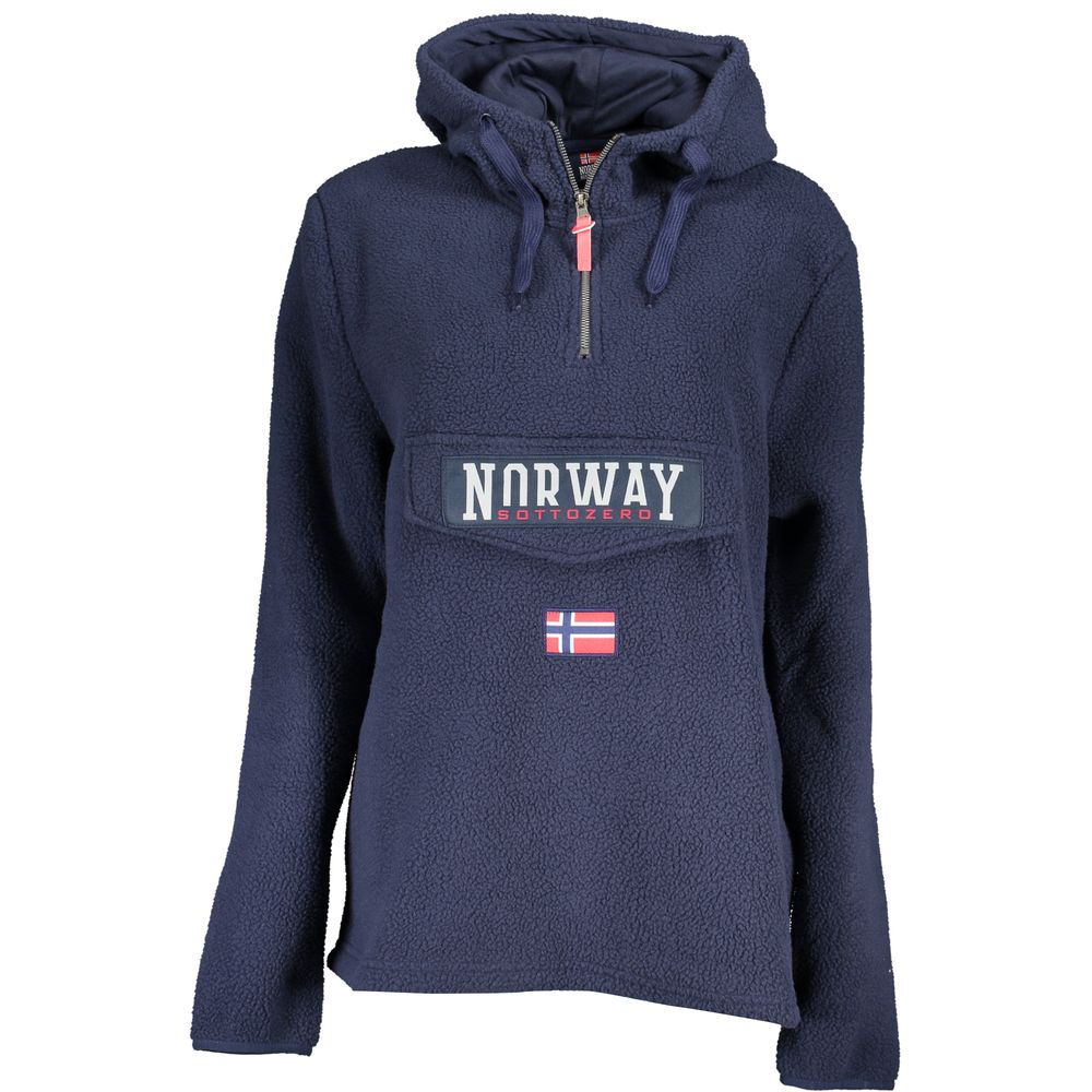 Norway 1963 Chic Blue Hooded Sweatshirt with Unique Pocket