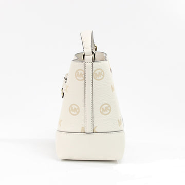 Michael Kors Mercer Small Light Cream Embossed Drawstring Bucket Messenger Bag