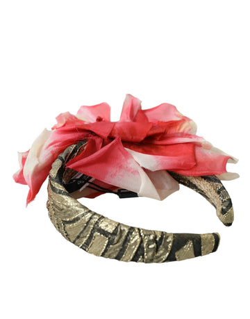 Dolce & Gabbana Multicolor Floral Applique Silk Women Headband Diadem