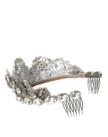 Dolce & Gabbana Silver Brass STRASS Crystal Crown Tiara LED Diadem