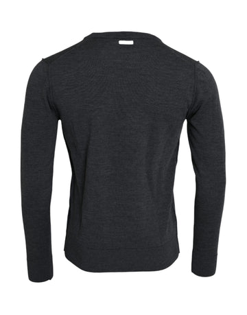 Dolce & Gabbana Dark Gray Wool Crew Neck Pullover Sweater