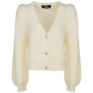 Imperfect Elegant V-Neck Cardigan with Golden Accents