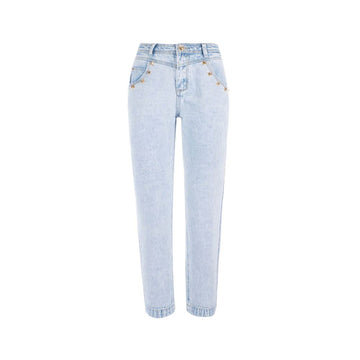 Yes Zee Light Blue Cotton Women High-Waisted Jean