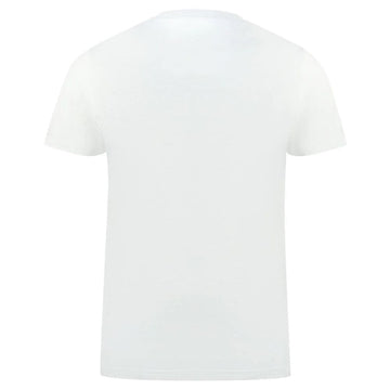 Aquascutum Classic White Cotton Logo Tee with Flag Detail