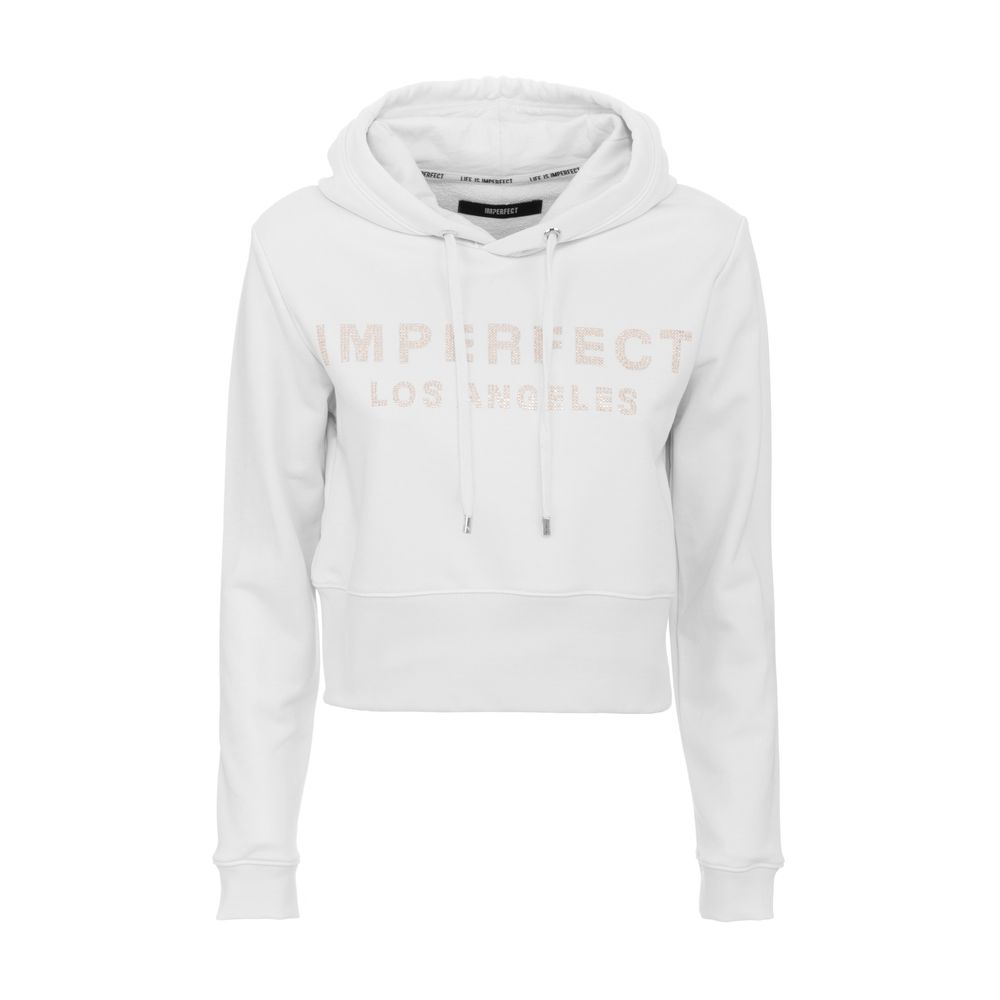 Imperfect Dazzling Rhinestone Logo White Hoodie