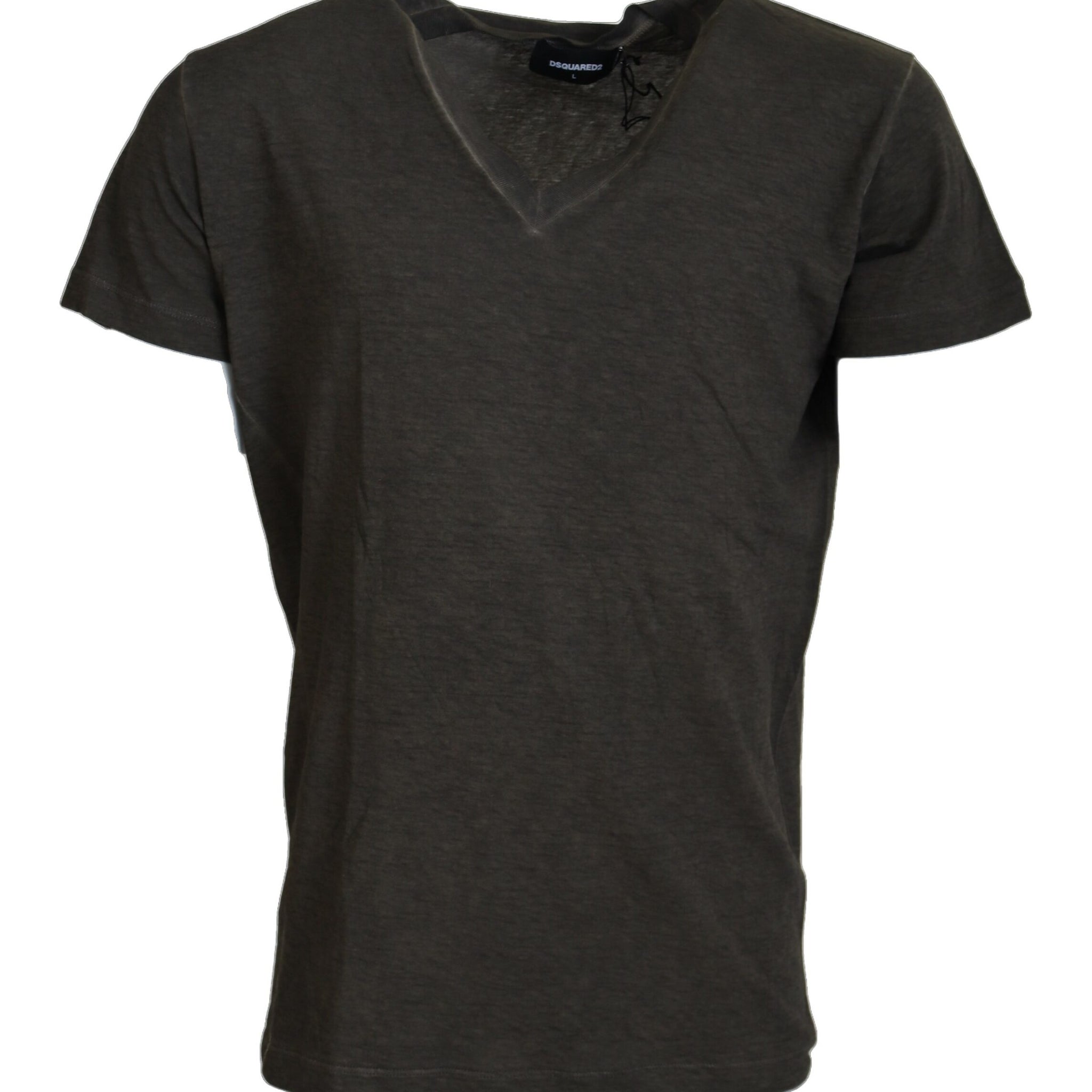 Dsquared² Gray Cotton Linen Short Sleeves V-neck T-shirt